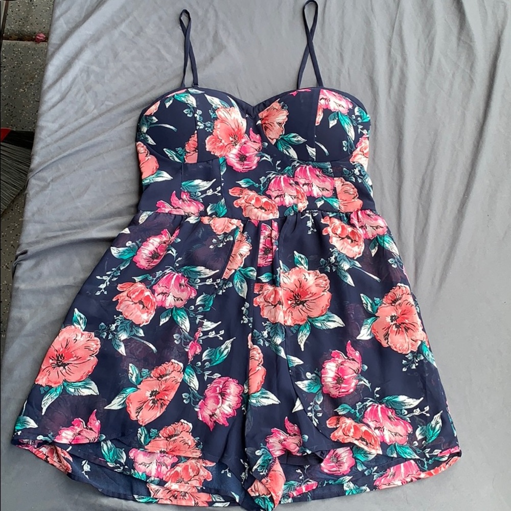 Xhilration Romper With Pink Flowers